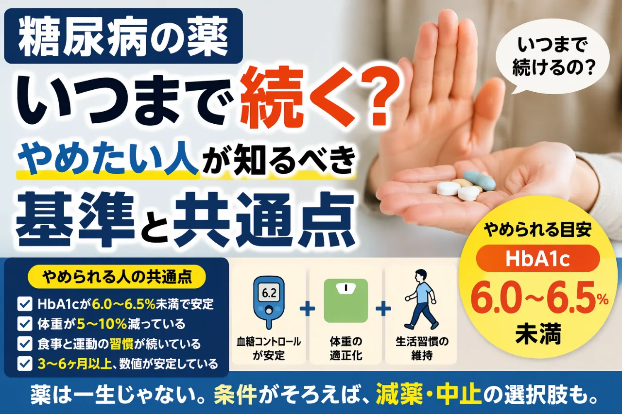 糖尿病の薬はいつまで続く？やめたい人が知るべき基準と共通点