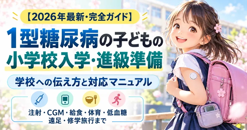 【2026年最新・完全ガイド】1型糖尿病の子どもの小学校入学・進級準備｜学校・担任・養護教諭への伝え方と対応マニュアル｜インスリン注射・血糖測定・CGM・給食・体育・低血糖・友達への説明・遠足・修学旅行まで徹底解説